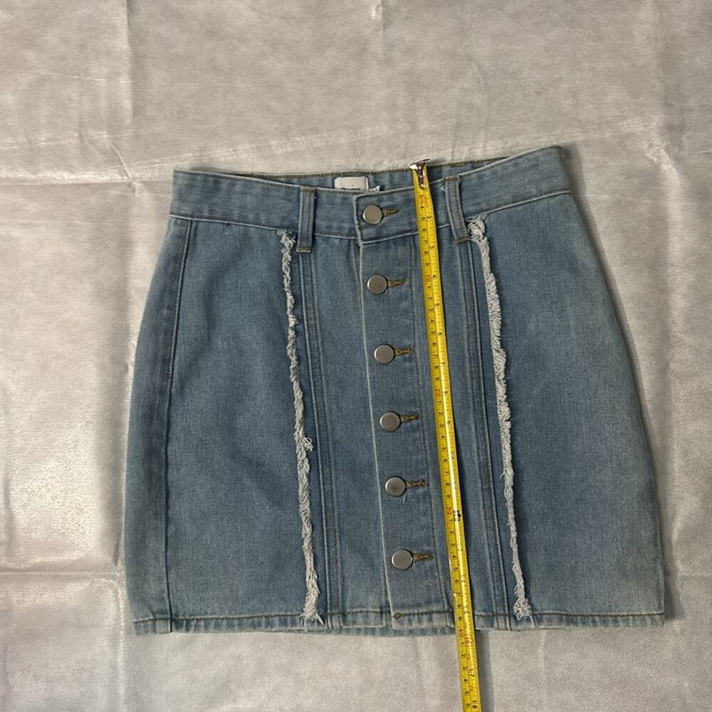 Princess Polly Mariya Fray Denim Mini Skirt 2 Blue Concert Cowgirl Festival Rave - Picture 6 of 8